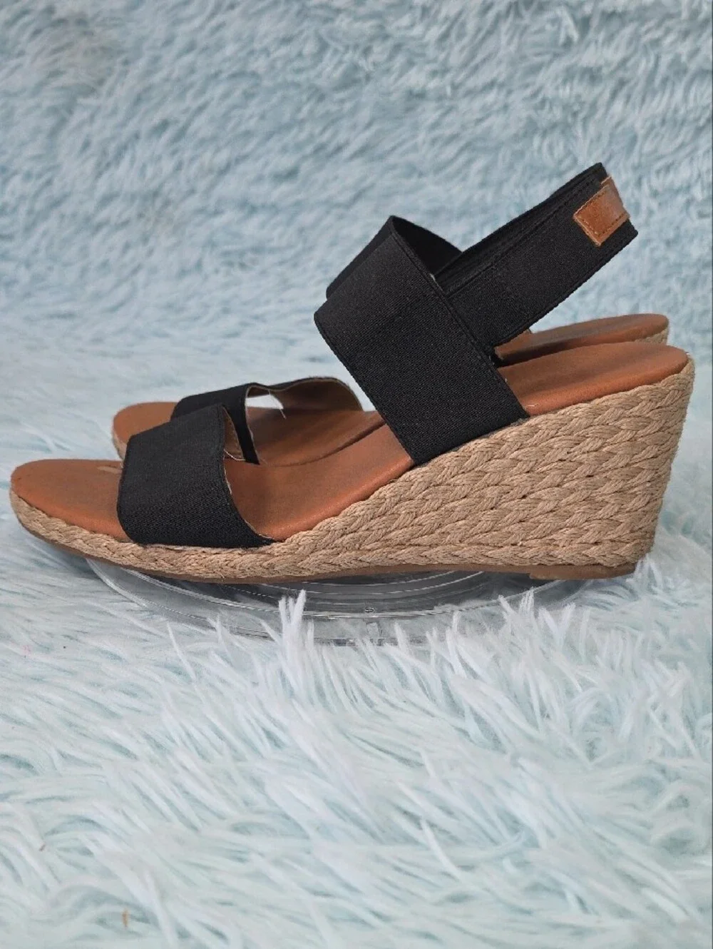 Tommy Bahama Sakura‎ Black Elastic Espadrille Wedge Sandals Size 8.5